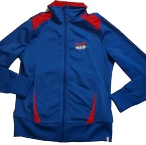 USA Soccer Jacket Womens Size L Sports Lifestyle Moisture mlmanagement Blue Red